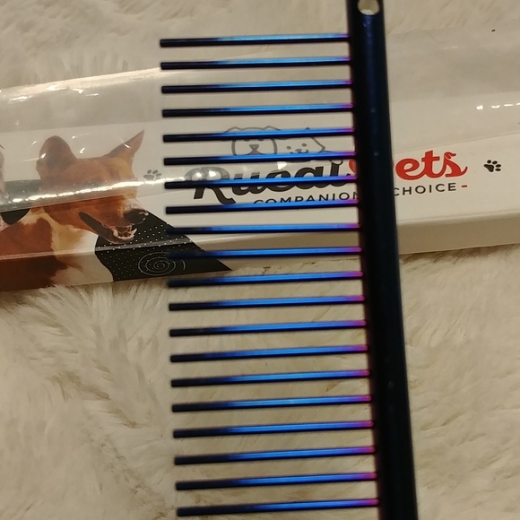 🎉2/$16 NEW Dog De-Shedding Combing Tool Blue Iridescent Metal - Picture 3 of 4